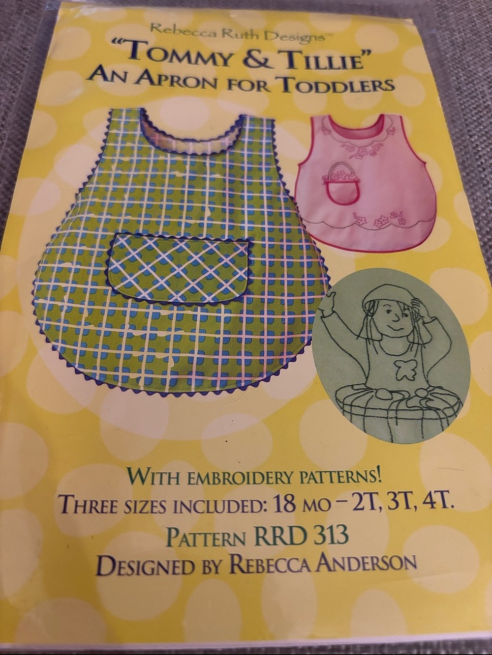 Tommy & Tillie" toddler apron sewing pattern by Rebecca Ruth Designs.